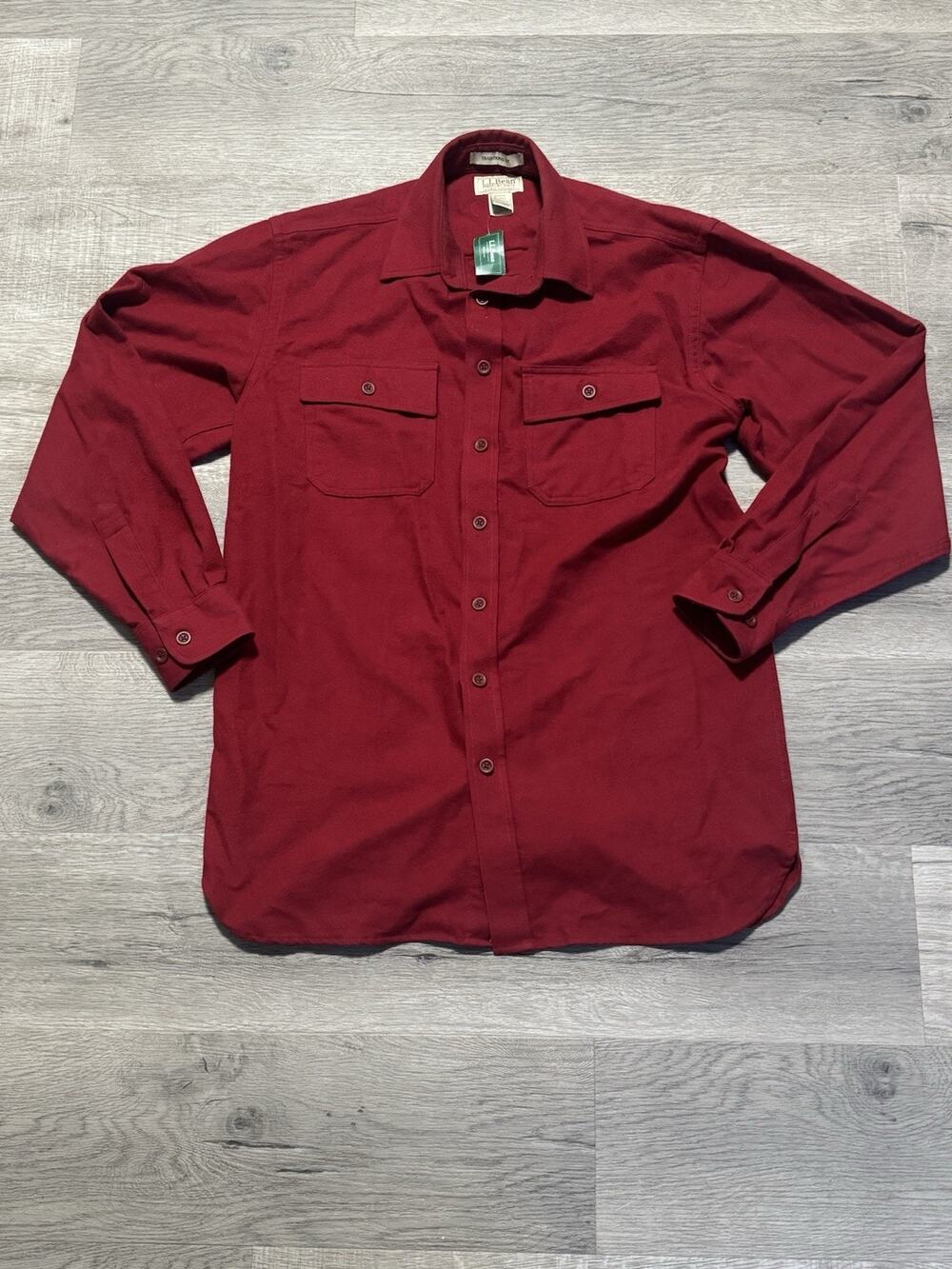 Vintage NWT LL Bean Chamois Cloth Button Up Shirt MT Medium Tall Red